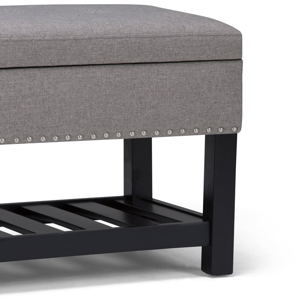 English Elm Lomond Storage Ottoman Bench In Dove Grey - Stylish Seating With Hidden Storage & Open Slat Shelf B136P159127