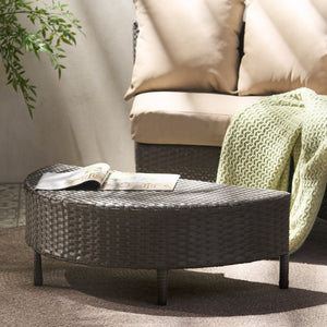 English Elm Christopher Knight Home® - PT LIMON Coffee Table – Stylish Faux Rattan & Iron Frame, No Assembly, 270 lb Capacity, Modern Low Profile Table Dark Brown 54787.00