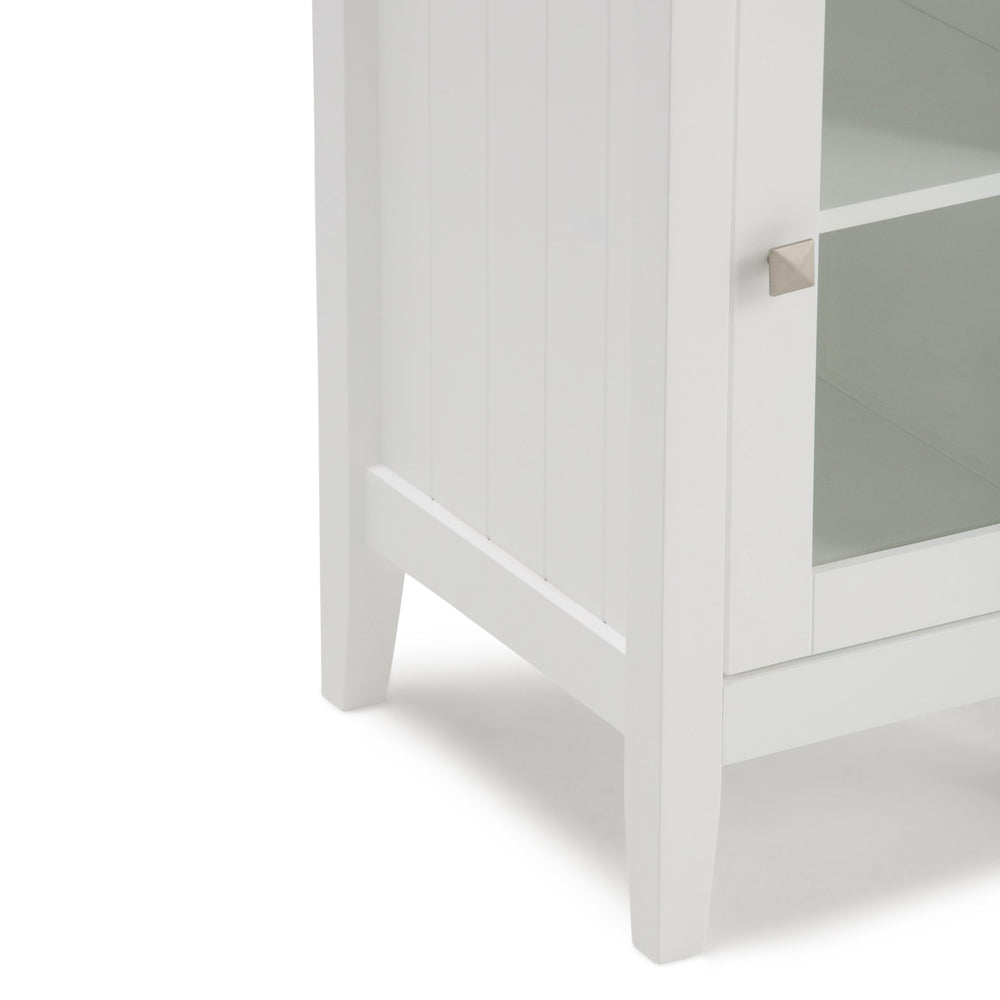 English Elm Acadian Bath Storage Tower – Sleek Pure White Cabinet With Adjustable Shelves For Modern Spaces B136P158499