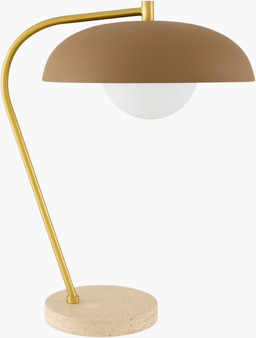 Surya Hordio Arts and Crafts Steel Marble Base Table Lamp with Warm Glass Shade HOR-002