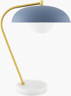 Surya Hordio Arts and Crafts Table Lamp with Marble Base Steel Body Glass Shade HOR-003