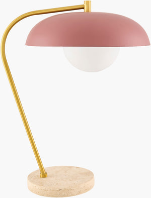 Surya Hordio Arts and Crafts Table Lamp with Marble Base and Warm Glass Shade for Bedside HOR-004