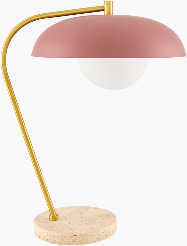 Surya Hordio Arts and Crafts Table Lamp with Marble Base and Warm Glass Shade for Bedside HOR-004