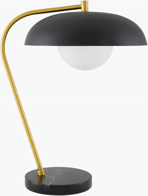 Surya Hordio Arts and Crafts Table Lamp with Marble Base Steel Body Glass Shade HOR-006