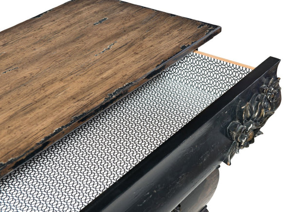 Hooker Furniture Sanctuary Porte Noir Bachelorette Chest With Carved Floral Front, Cedar Drawer & Built-In Lighting 5845-90017-99