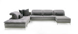 VIG Furniture David Ferrari Horizon - Modern Grey Fabric + Grey Leather U Shaped Sectional Sofa VGFTHORIZON-GREY