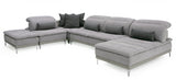 VIG Furniture David Ferrari Horizon - Modern Grey Fabric + Grey Leather U Shaped Sectional Sofa VGFTHORIZON-GREY