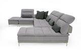 VIG Furniture David Ferrari Horizon - Modern Grey Fabric + Grey Leather U Shaped Sectional Sofa VGFTHORIZON-GREY