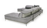 VIG Furniture David Ferrari Horizon - Modern Grey Fabric + Grey Leather U Shaped Sectional Sofa VGFTHORIZON-GREY