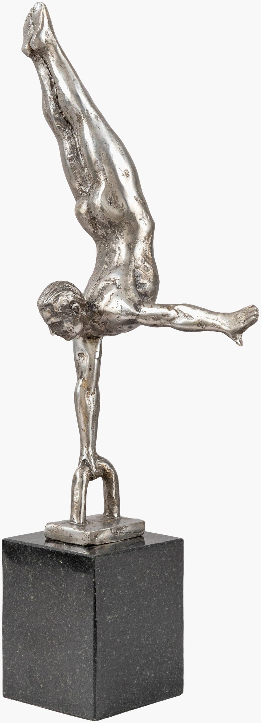 Surya Homo Sapiens Hos-003 14"H Decorative Sculpture - Modern Minimalist Art For Home & Office Decor Metallic ,Silver Iron,Granite Hos003-1463