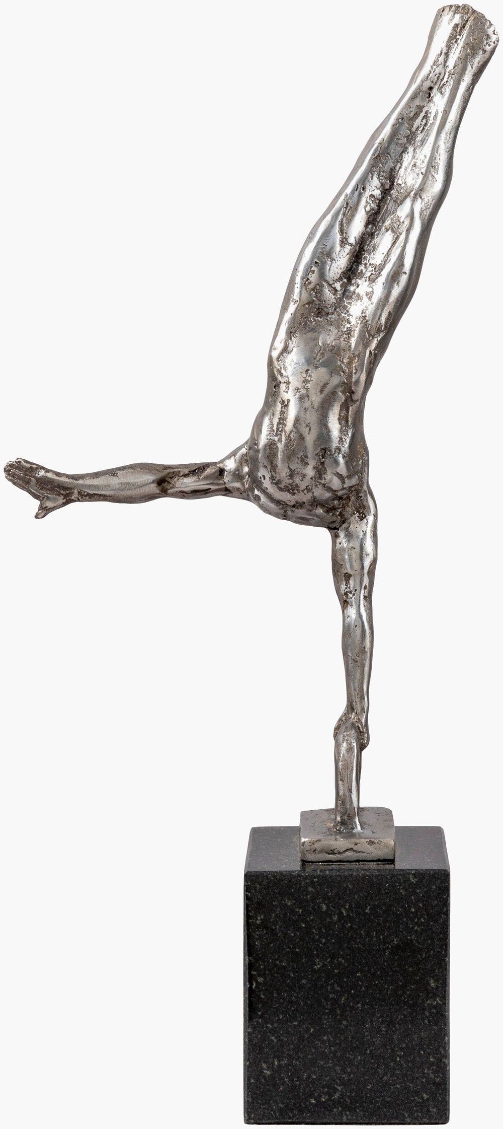 Surya Homo Sapiens Hos-003 14"H Decorative Sculpture - Modern Minimalist Art For Home & Office Decor Metallic ,Silver Iron,Granite Hos003-1463