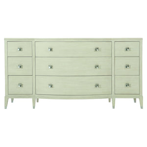 Bernhardt Bernhardt Cerused Linen East Hampton Dresser — 9-Drawer Neo-Traditional Bowed Front With Nickel Pulls 395054