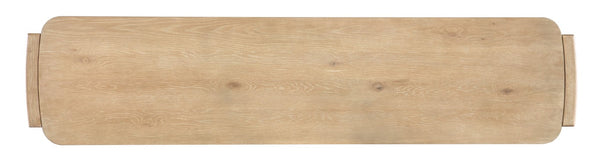 Hooker Furniture Retreat Sand Dune Console Table With Interlocking Block Legs, Oak Veneer Grain & Lower Shelf (69.25") 6950-80451-80