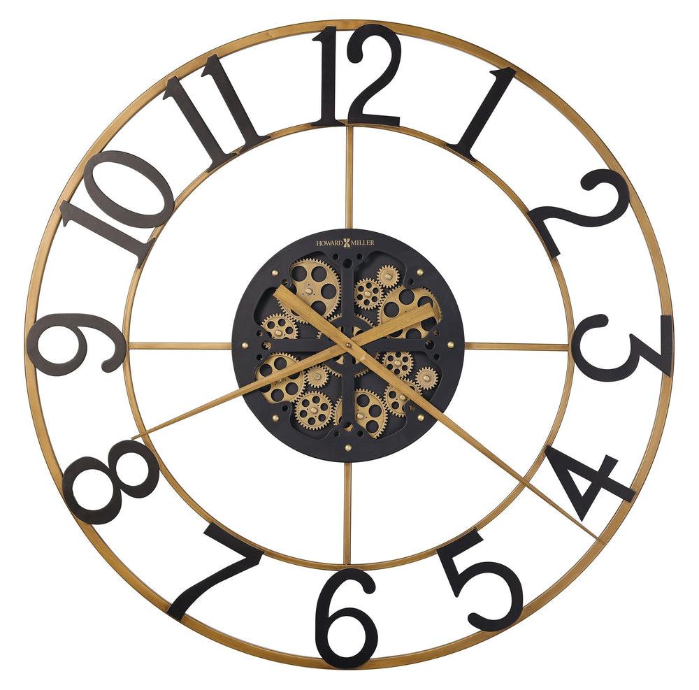 Hekman Furniture 625818 Shiloh 36" Wrought Iron Wall Clock - Antique Gold Finish With Moving Gears For Timeless Elegance  Shiloh Wall Clock 625818
