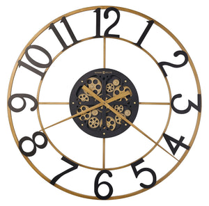 Hekman Furniture 625818 Shiloh 36" Wrought Iron Wall Clock - Antique Gold Finish With Moving Gears For Timeless Elegance  Shiloh Wall Clock 625818