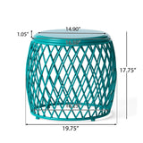 Christopher Knight Home® - Noble House - Alamera Outdoor 19 Inch Diameter Lattice Iron Side Table