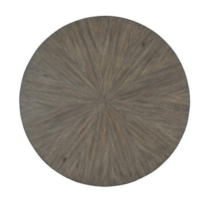 Hooker Furniture Commerce Round Skyline Cocktail Table With Acacia Starburst Veneer, Dark Bronze Banding & Legs 7228-80167-85