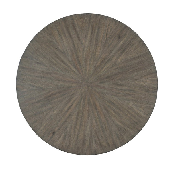 Hooker Furniture Commerce Round Skyline Cocktail Table With Acacia Starburst Veneer, Dark Bronze Banding & Legs 7228-80167-85