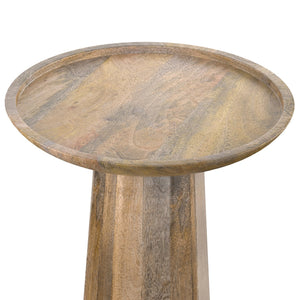 English Elm Dayton Handcrafted Wooden Accent Table with Sculptural Textured Finish — Multipurpose End or Side Table Light Brown B136P158437