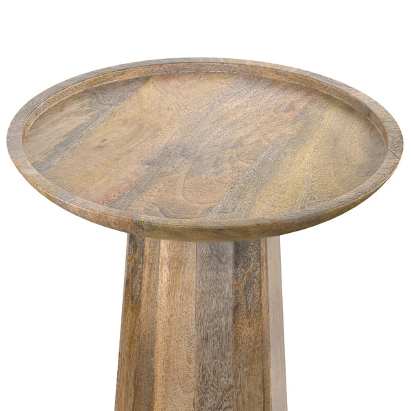 English Elm Dayton Handcrafted Wooden Accent Table with Sculptural Textured Finish — Multipurpose End or Side Table Light Brown B136P158437