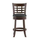 Homelegance By Top-Line Hudson Window Back Faux Leather Swivel Counter Height Stool Black Rubberwood