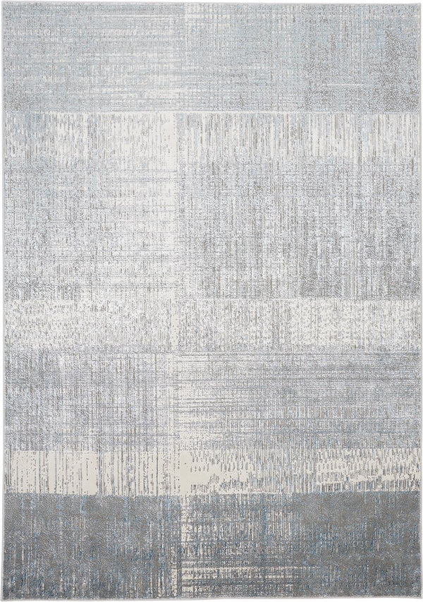 Feizy Rugs Azure Contemporary Abstract Area Rug – Stain & Fade Resistant, Power Loomed For Durability & Style White,Gray,Blue Polyester,Polypropylene Azr3413fblubgef00