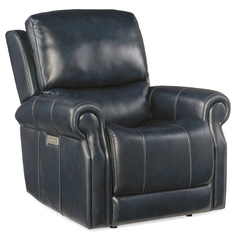 Hooker Furniture Eisley Semi-Aniline Leather Power Recliner With Usb, Zero-Gravity Recline, Power Headrest & Lumbar RC602-PHZL-049