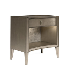 A.R.T. Furniture Cove Glam Transitional Nightstand With Usb Chargers, Touch Dimmer Light & Elegant Cork Design Grey Rubberwood Solids,Primavera Veneers,Cork,Metal 349140-2743