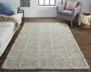 Feizy Rugs 6790739f Berkeley Hand Woven Wool Rug - Earthy Comfort, Durable Design For Modern Spaces And Easy Care Ivory,Gray Wool 6790739fnatgryh50