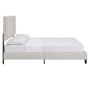 Homelegance By Top-Line Terrell Black Finish Frame with Velvet Fabric Platform Bed Cream Velvet
