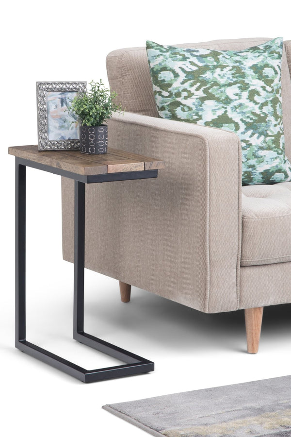 English Elm Skyler C Side Table - Handcrafted Beach Brown Mango Wood With Black Metal Base For Versatile Use B136P158244-GIGA