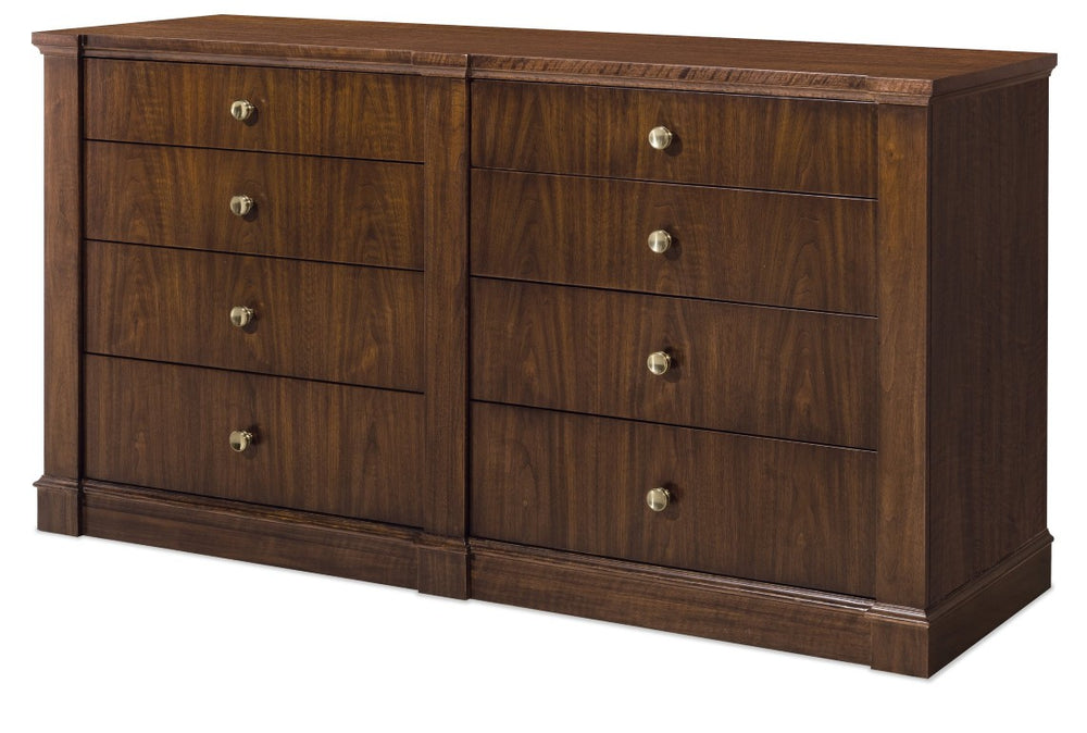 Hooker Furniture Archives Eight-Drawer Dresser In Classic Walnut — Figured Veneer, Cedar-Lined Drawers, Satin Brass Knobs, Jewelry Tray 6123-90202-89