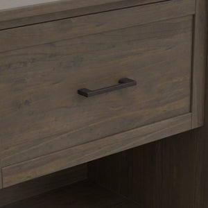 English Elm Ela Smoky Brown Bedside Table – Handcrafted Solid Wood, Shaker Drawer, X-Side Detail, Versatile End Table B136P158609