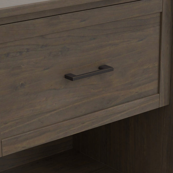 English Elm Ela Smoky Brown Bedside Table – Handcrafted Solid Wood, Shaker Drawer, X-Side Detail, Versatile End Table B136P158609
