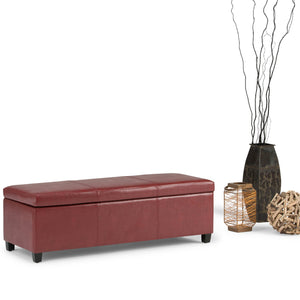 English Elm Avalon - Stylish Red Vegan Faux Leather Storage Ottoman Bench For Modern Living Spaces & More B136P158649