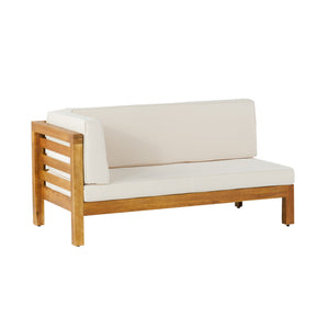 English Elm Oana Solid Acacia Corner Bench Outdoor Modular Slatted Frame with Weather Resistant Cushion 59101.00BEI
