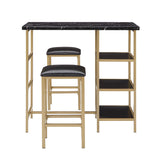 Homelegance By Top-Line Tosca Counter Height Metal Table Set with Faux Marble Top Gold Metal