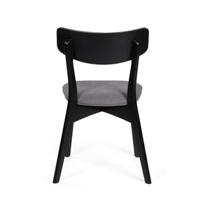 English Elm Christopher Knight Home® - DINING Mid-Century Upholstered Dining Chairs Set of 2 with Rubberwood Splayed Legs and Curved Silhouette DARK GREY 61760.00OAKBLK