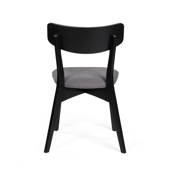 English Elm Christopher Knight Home® - DINING Mid-Century Upholstered Dining Chairs Set of 2 with Rubberwood Splayed Legs and Curved Silhouette DARK GREY 61760.00OAKBLK