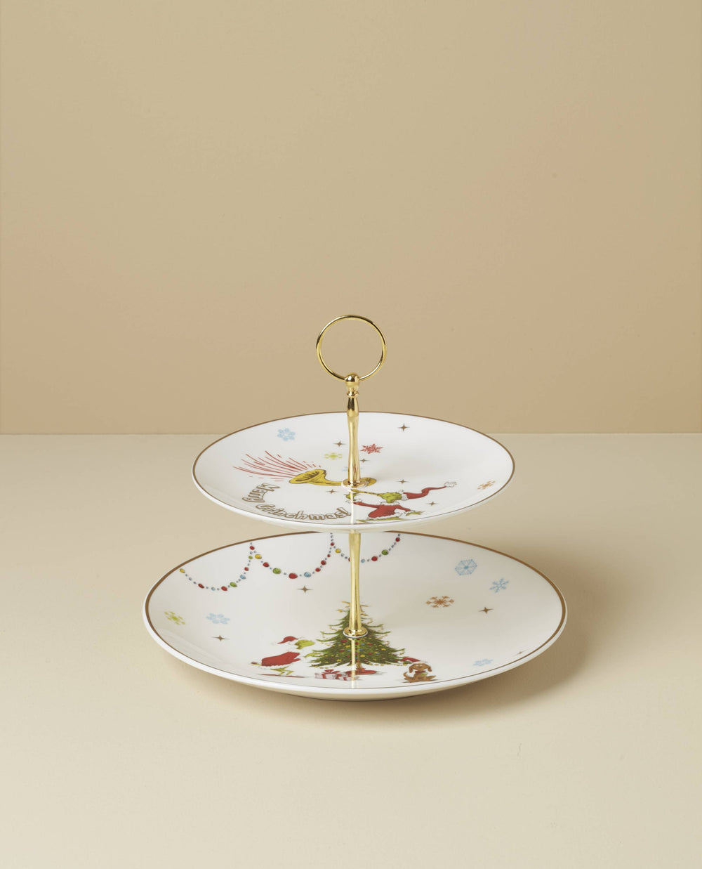 Lenox Merry Grinchmas 2-Tiered Server Green, IVORY PORCELAIN 897085
