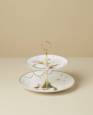Lenox Merry Grinchmas 2-Tiered Server Green, IVORY PORCELAIN 897085