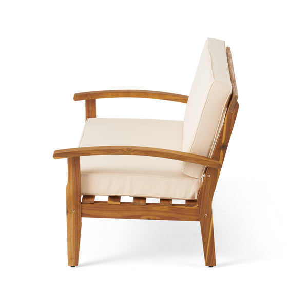 English Elm Christopher Knight Home® - 4-Person Outdoor Seating Group: Stylish Acacia Wood Set With Cushions For Patios & Balconies 57973.00BEI-2_57972.00SETBEI