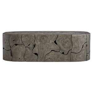 Bernhardt Bernhardt Teak Trinidad Outdoor Cocktail Table — 54" Oval Smoked Truffle Top, Mitered Edge Design X07016