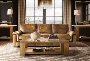 Hooker Furniture Melange Mulholland Oak Veneer Console Table with Marble Top for Entryway Decor 628-85756-82