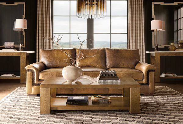 Hooker Furniture Melange Mulholland Oak Veneer Console Table with Marble Top for Entryway Decor 628-85756-82