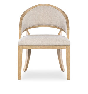 Hooker Furniture Retreat Cane Barrel Back Chair With Raffia Cane Detail, Dune Wood Frame & Neo Cream Performance Upholstery 25.75 L x 24.00W x 33.50H 6950-75400-80
