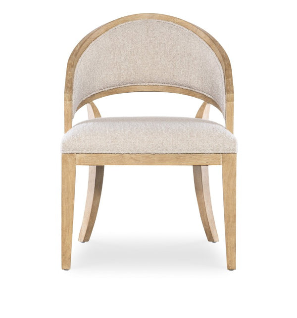 Hooker Furniture Retreat Cane Barrel Back Chair With Raffia Cane Detail, Dune Wood Frame & Neo Cream Performance Upholstery 25.75 L x 24.00W x 33.50H 6950-75400-80