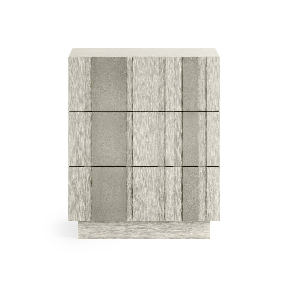 Bernhardt Bernhardt Tempo Nightstand With Wire‑Brushed Oak, Sandblasted Aluminum Overlays & Usb Charging — Rustic Modern Appeal 346230