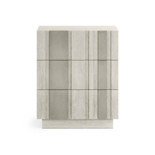 Bernhardt Bernhardt Tempo Nightstand With Wire‑Brushed Oak, Sandblasted Aluminum Overlays & Usb Charging — Rustic Modern Appeal 346230