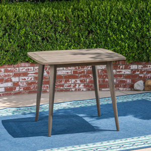English Elm Indoor Solid Acacia Square Dining Table Mid-century Tapered Legs Teak Finish 63258.00GRY